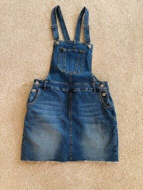 Love Tree Dark Blue Denim Overall Skirt
